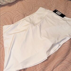 White Athletic Skort with Built-In Shorts